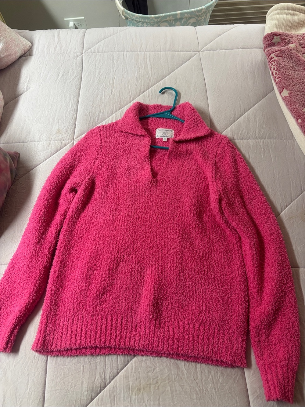 Absolutely Hot Pink Fuzzy Cowl Neck Sweater